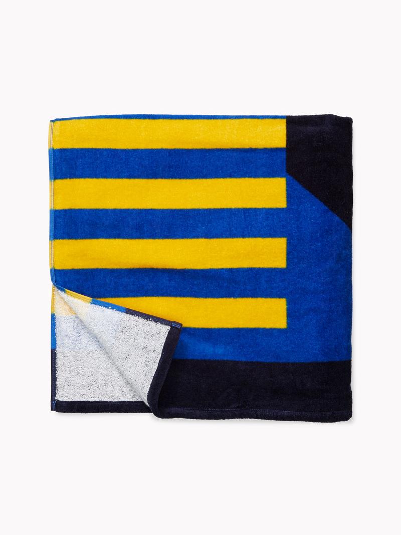 Férfi Tommy Hilfiger Hilfiger Stripe Towel Úszóruhák Kék Színes | HU 884DFM